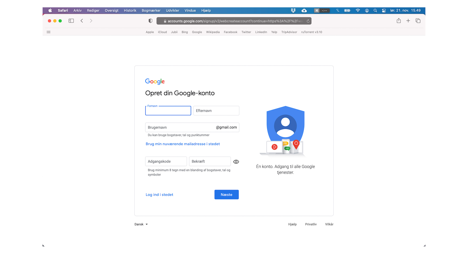 Google Konto oprettes her 3