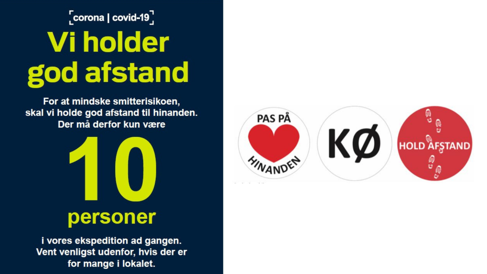 Skilte der viser hvor mange der må være