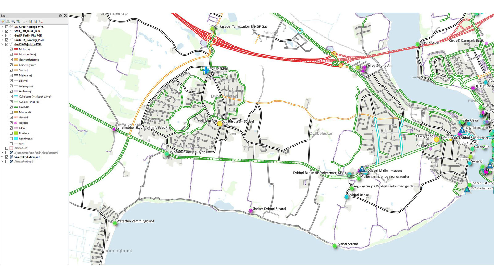 Kort over Dybbøl Banke