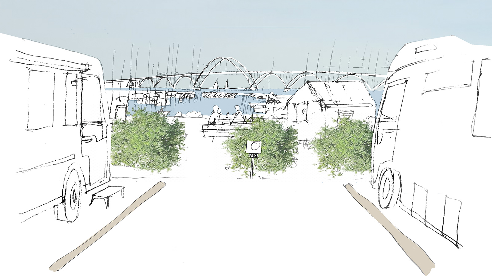 Skitsetegning af Kalvehave Havn