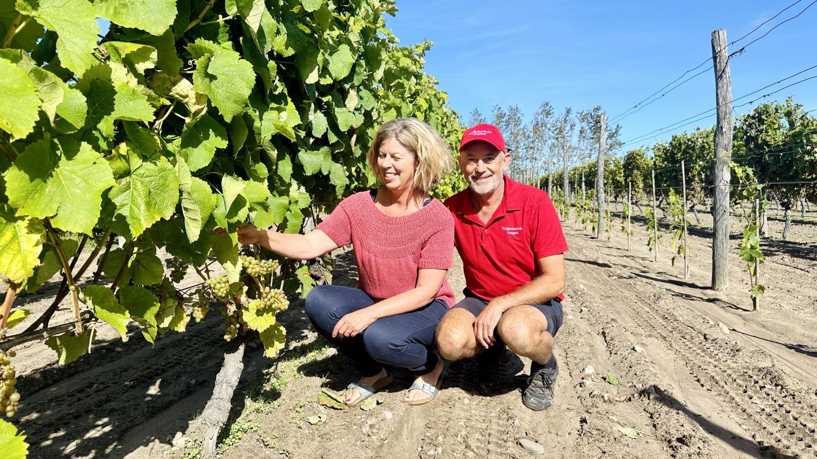 Gitte og Jan Lunde foran vinranke 